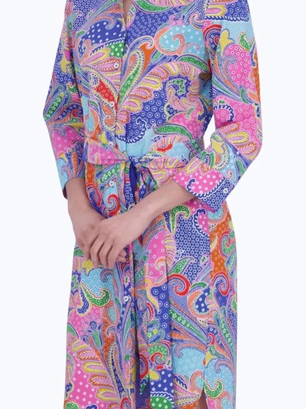 Colorful Paisley Foxcroft Cotton Shirt Dress - Multicolor in a Size XL